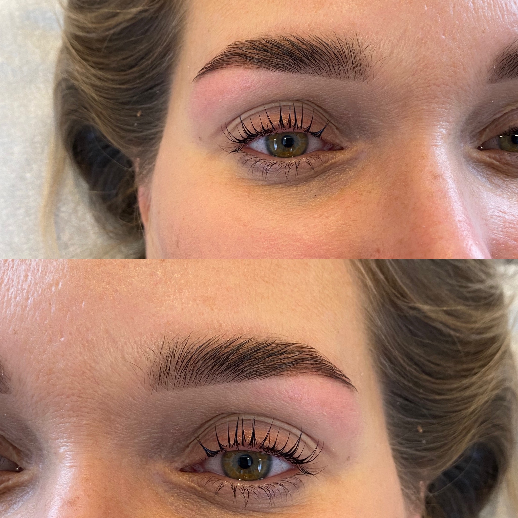 Lash lift ja kulmud keemilise värviga tulemus